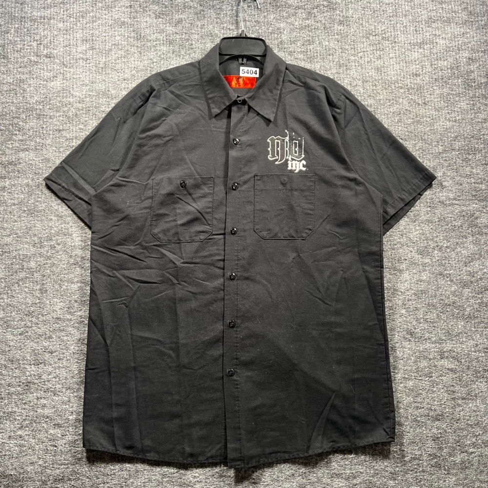 Red Kap Mens Large Black Nasty Baggers Motorcycle Graphic Work Shirt SP24BK 5404